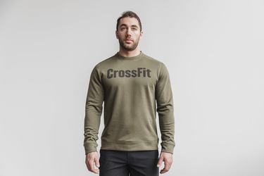 Nobull Crossfit® Crew Men's Sweatshirts Green | Australia (RZ6928)